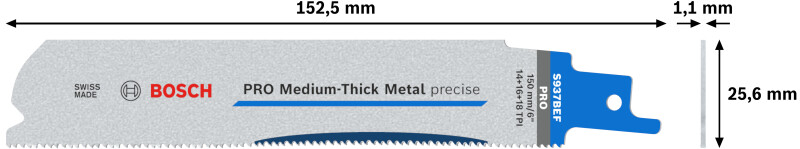 Bosch 2608658991 / S937BEF PRO Reciprozaagblad - Metaal - 150mm (5 St.) - Detailed view of the product