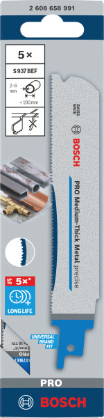 Bosch 2608658991 / S937BEF PRO Reciprozaagblad - Metaal - 150mm (5 St.) - Detailed view of the product