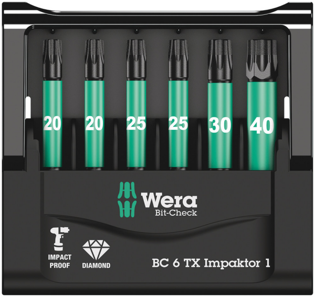 Wera 05057693001 6-delige Bit-Check 6 Impaktor 1 Bitset - Torx - Detailed view of the product