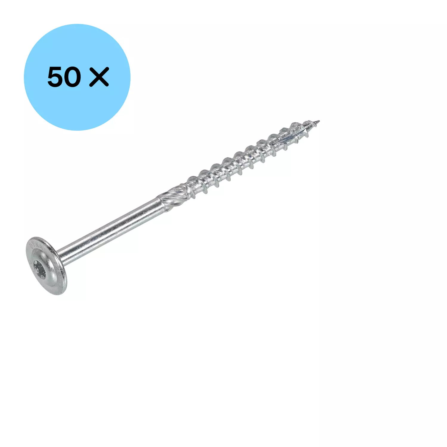 DynaPlus 0286.01.63001 Houtbouwschroef - TX40 - 8.0 X 140/60mm - Tellerkop - Deeldraad - Verzinkt (50st) thumbnail 2