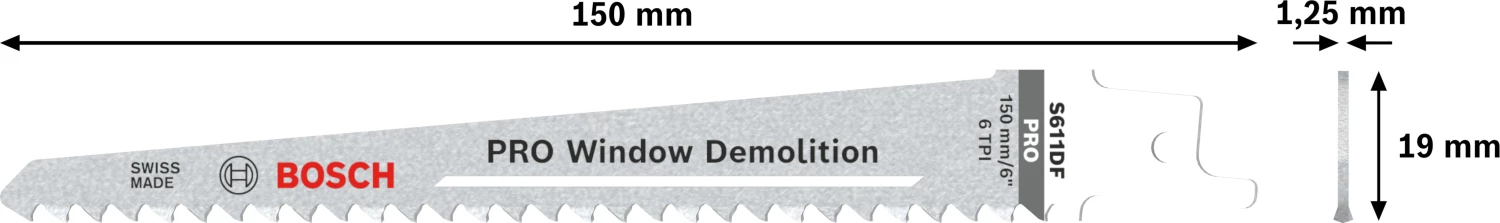 Bosch PRO S611DF Window Demolition Reciprozaagblad - 150mm - Hout/aluminium (5st) thumbnail 4