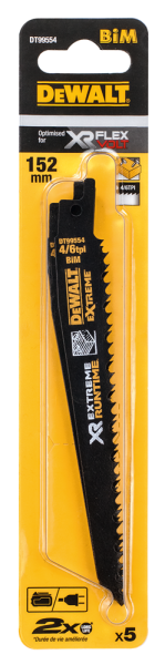 DeWALT DT99554 Reciprozaagblad - 152mm - Hout Met Spijkers (5st) - Detailed view of the product