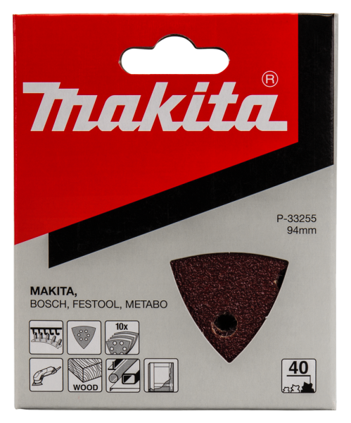 Makita P-33255 Deltaschuurvel Red - K40 - 94x94x94mm (10st) - Detailed view of the product