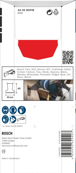Bosch 2608669083 PRO / AII 65 BSPIB Invalzaagblad - 65 X 40mm - Hard Hout (5 St.) - Detailed view of the product
