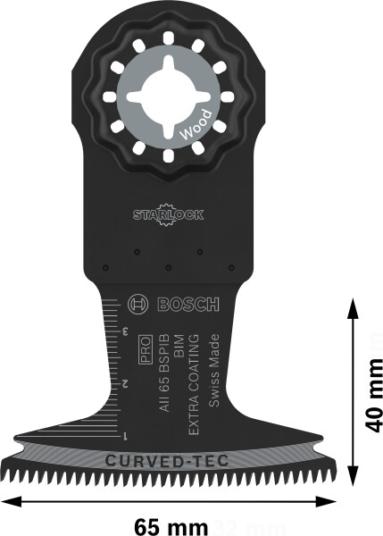 Bosch 2608669083 PRO / AII 65 BSPIB Invalzaagblad - 65 X 40mm - Hard Hout (5 St.) - Detailed view of the product