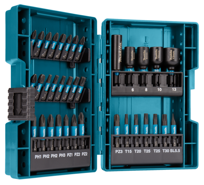 Makita B-66880 Slagschroefbitset In Cassette - 35-delig - Detailed view of the product