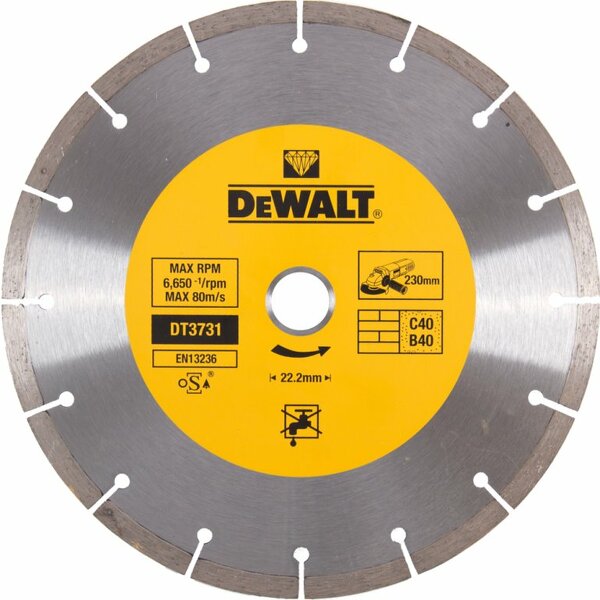 DeWALT DT3731 Diamantdoorslijpschijf - 230 X 22,23 X 2,3mm - Beton - Steen