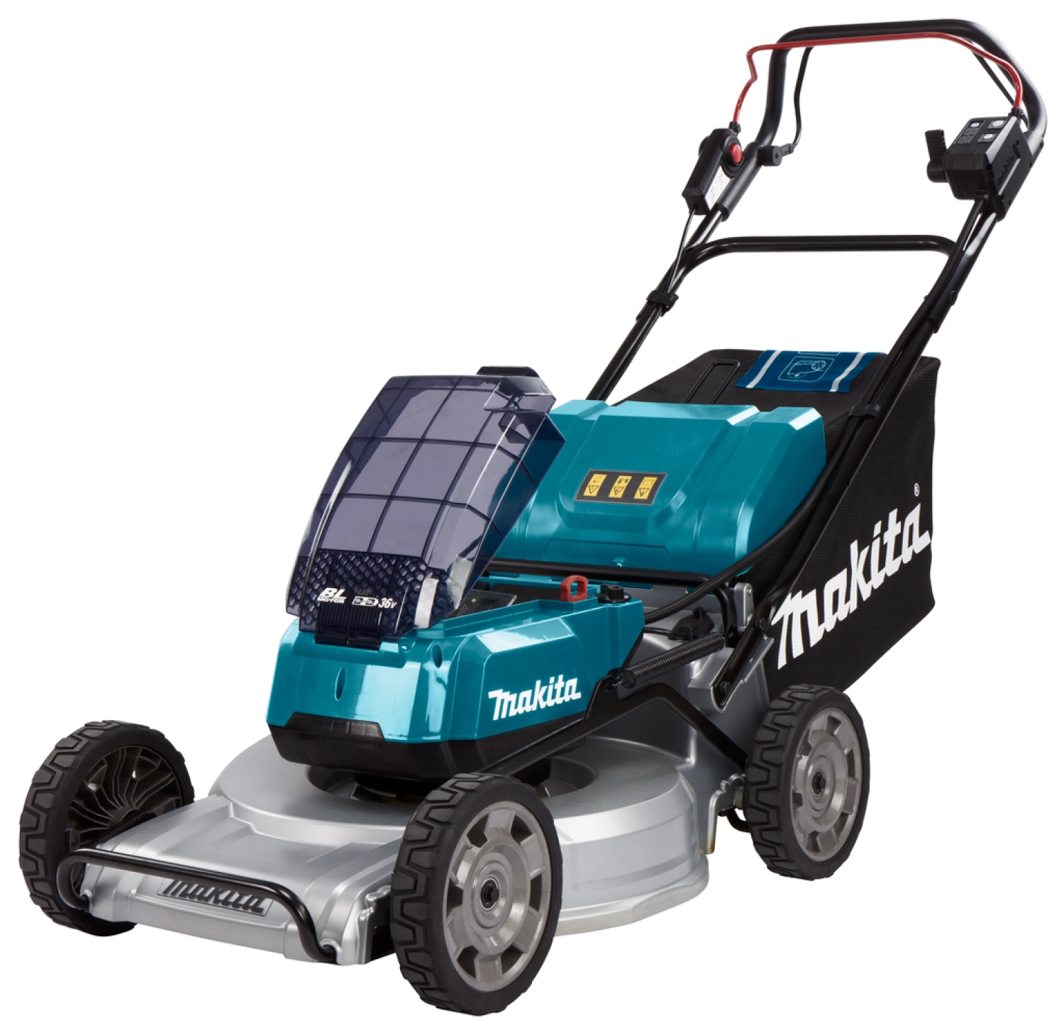 Makita DLM533PT4 36V (2x 18V) Li-Ion Accu Grasmaaier Set (4x 5.0Ah Accu) - 53cm - Zelfrijdend - Koolborstelloos