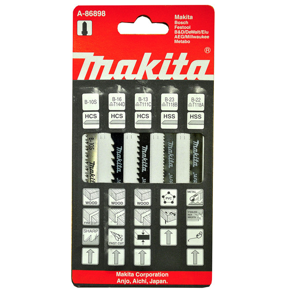 Makita A-86898 5 Delig Decoupeerzaagblad Set - Hout / Metaal / Kunststof EAN: 88381151740