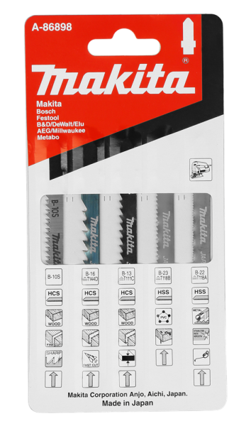 Makita A-86898 5 Delig Decoupeerzaagblad Set - Hout / Metaal / Kunststof - Detailed view of the product