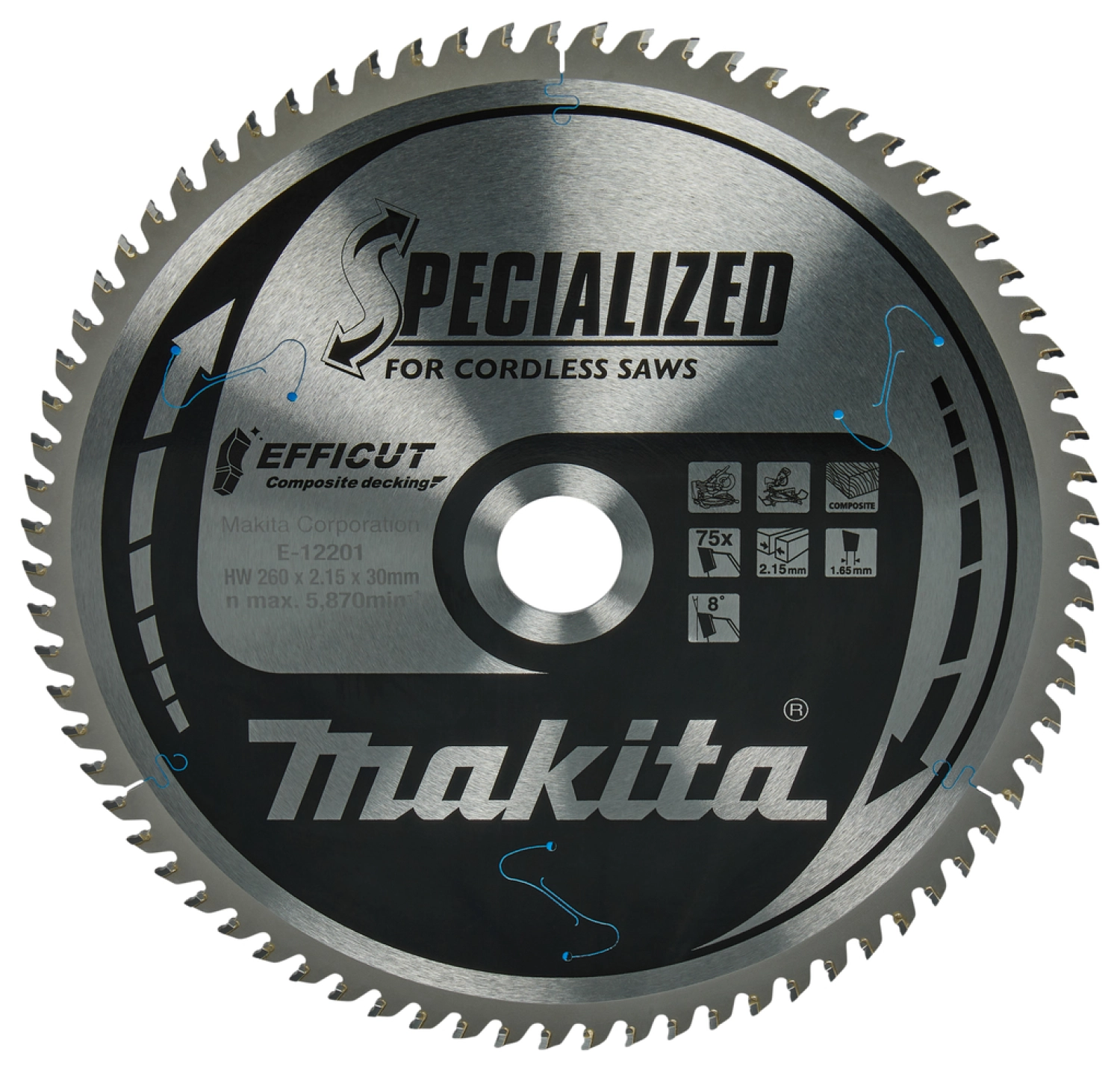 Makita E-12201 Efficut Cirkelzaagblad WPC - 260x30x2,15mm 75T