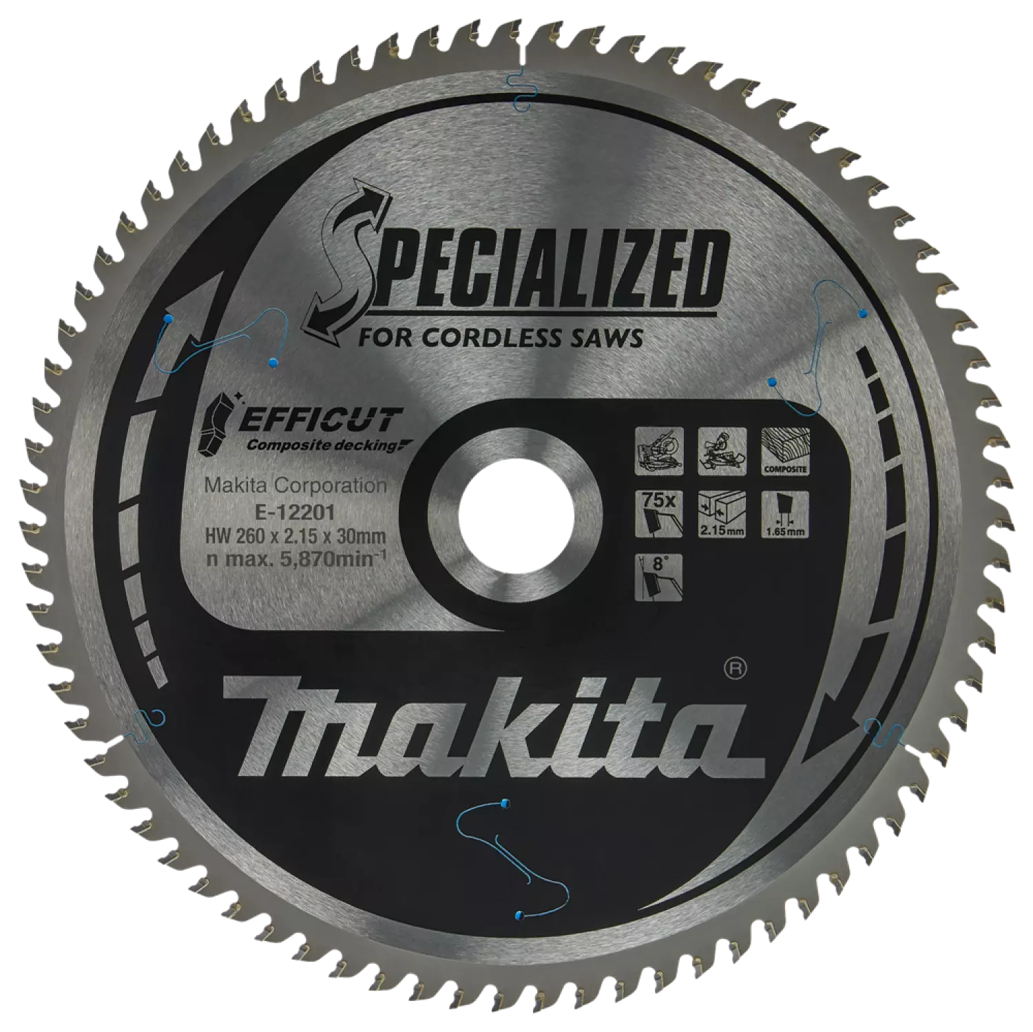 Makita E-12201 Efficut Cirkelzaagblad WPC - 260x30x2,15mm 75T thumbnail 4