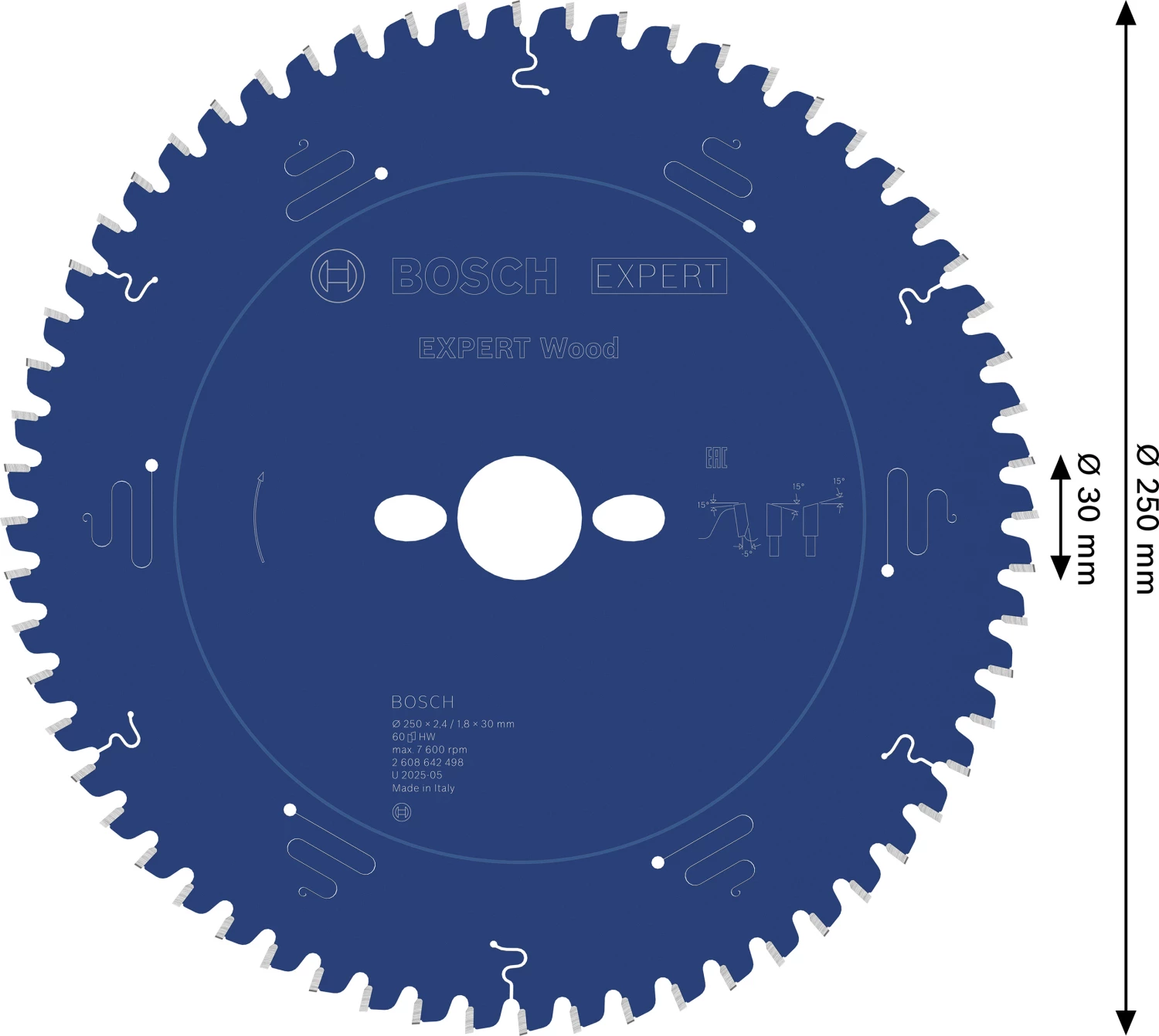 Bosch 2608642498 Expert Cirkelzaagblad - 250 X 30 X 60T - Hout - Carbide thumbnail 4