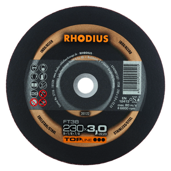 Rhodius 201122 FT38 TOPline Lll Doorslijpschijf Conventioneel 230 X 22,23 X 3mm (25 St)