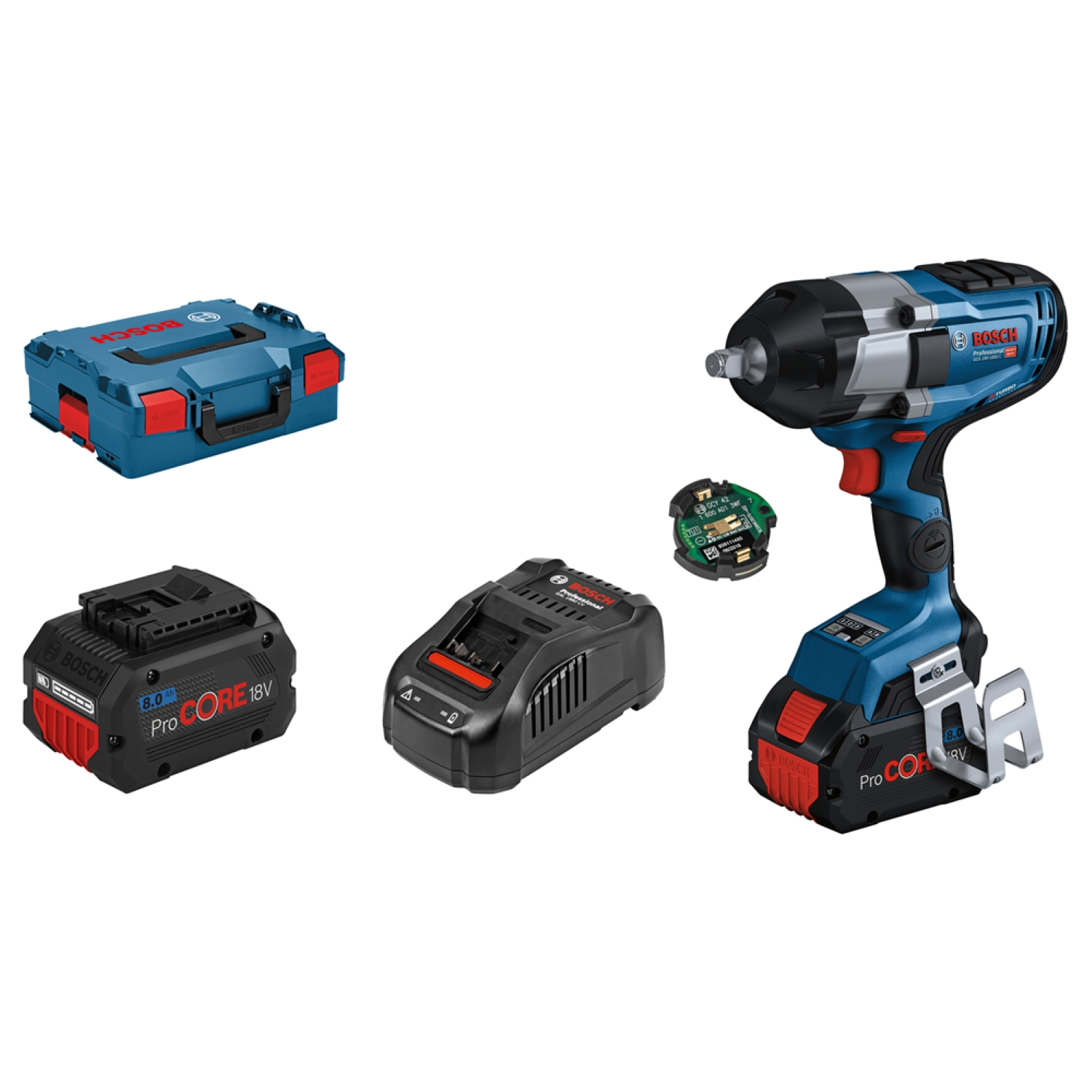 Bosch GDS 18V-1000 C 18V Li-Ion Accu BiTurbo Slagmoeraanzetter Set (2x 8.0Ah Accu) In L-Boxx - 1000Nm - Koolborstelloos