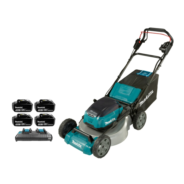 Makita DLM536PT4 (2X18V) Li-Ion Accu Grasmaaier Set (4x 5,0Ah) - 53cm - 70L - 1800 M²