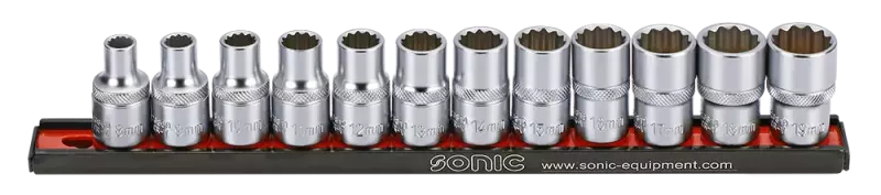 Sonic 301203 12-delige Doppenset 1/2"12-kant Op Rail 8-19 Mm