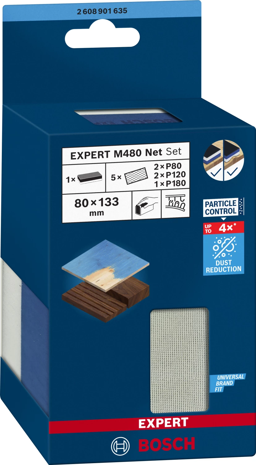 Bosch 2608901635 EXPERT 3-in-1 Schuurblok - 2 X K80, 2 X K120, 1 X K180 thumbnail 2