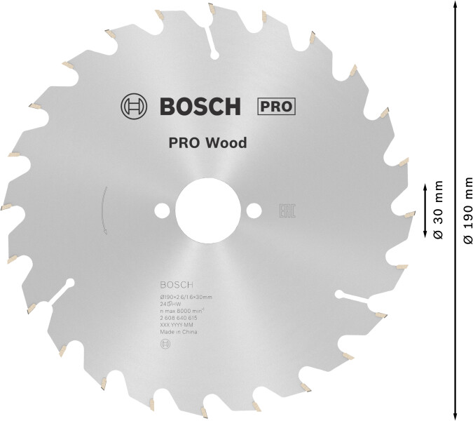 Bosch 2608640615 Optiline Cirkelzaagblad - 190 X 30 X 24T - Hout - Detailed view of the product