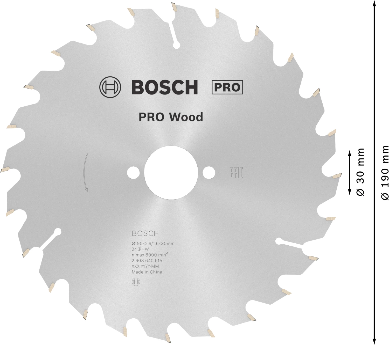 Bosch 2608640615 Optiline Cirkelzaagblad - 190 X 30 X 24T - Hout thumbnail 4