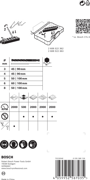 Bosch 2608901455 EXPERT 8-delige Gatzaagset - HEX-9 Multi Construction Pick&Click - 3 - 8mm - Detailed view of the product