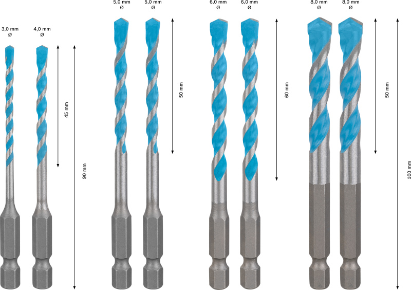 Bosch 2608901455 EXPERT 8-delige Gatzaagset - HEX-9 Multi Construction Pick&Click - 3 - 8mm - Detailed view of the product