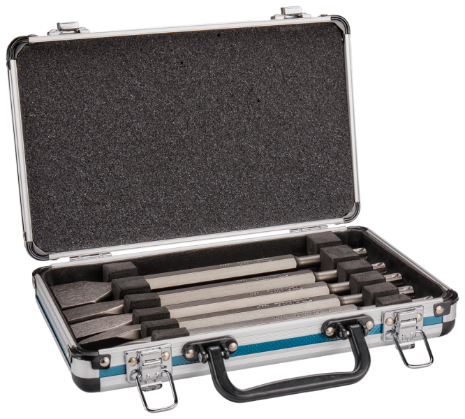 Makita D-42379 5-delige SDS-Plus Beitelset In Koffer - Detailed view of the product