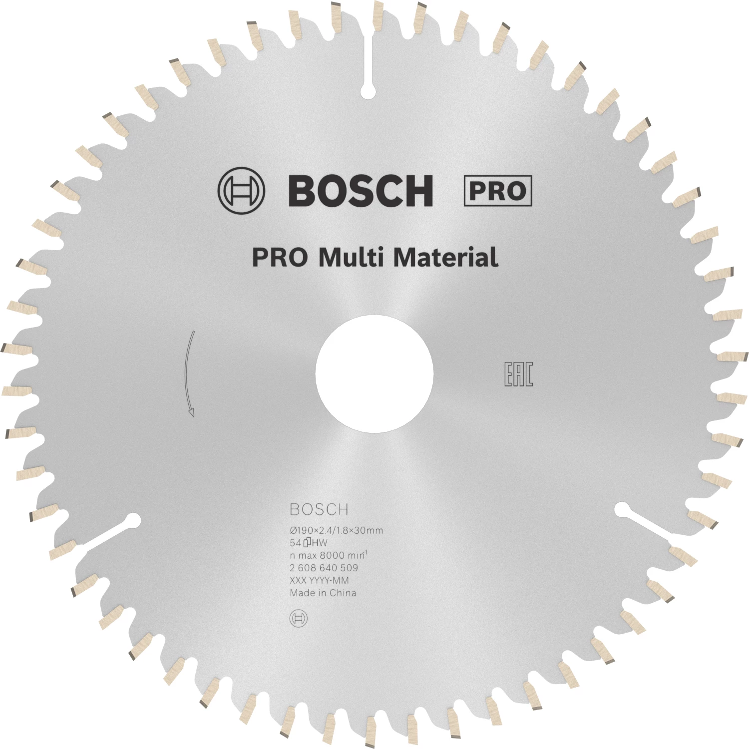 Bosch 2608640509 PRO Cirkelzaagblad - 190 X 30 X 54T - Multi Materiaal