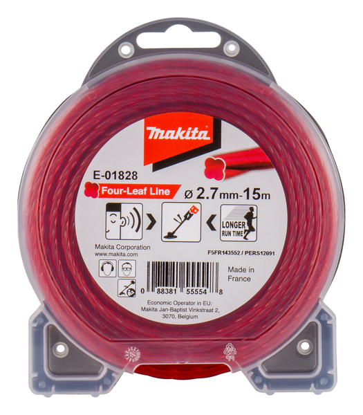 Makita E-01828 Maaidraad Four-Leaf Line - Rood - 2,70mm - 15 Meter