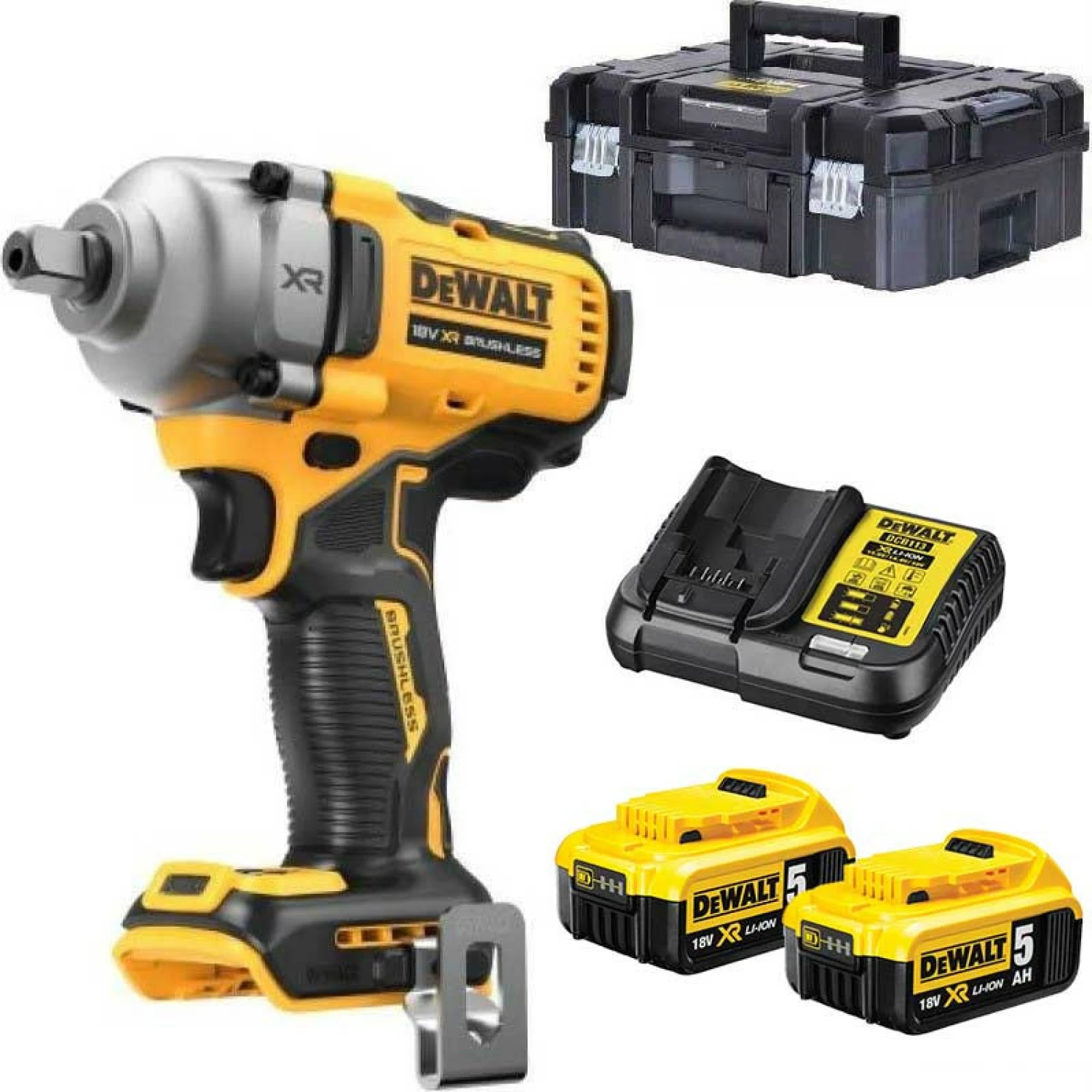 DeWALT DCF892P2T-QW 18V Li-ion XR Accu Slagmoersleutel Set (2x 5.0Ah) In TSTAK - 1/2''- Koolborstelloos