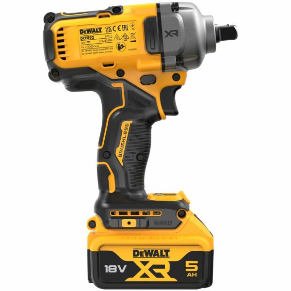 DeWALT DCF892P2T-QW 18V Li-ion XR Accu Slagmoersleutel Set (2x 5.0Ah) In TSTAK - 1/2''- Koolborstelloos - Detailed view of the product