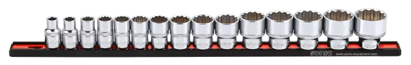 Sonic 301503 15-delige Doppenset 1/2"12-kant SAE Op Rail 3/8 - 1 1/4"