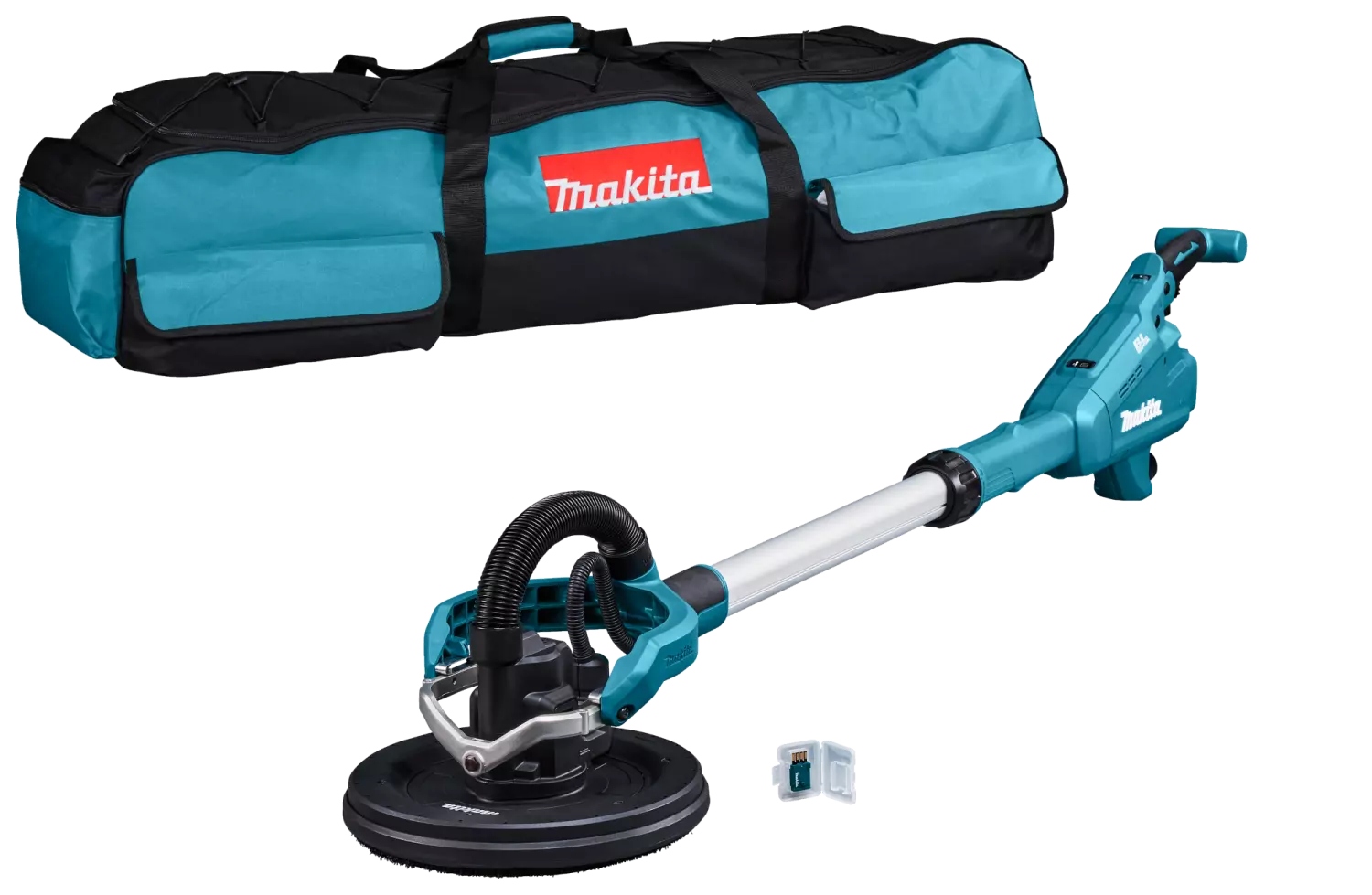 Makita DSL801ZU 18V Li-Ion Accu Langnek Schuurmachine Body Met Tas En AWS Zender - 225mm