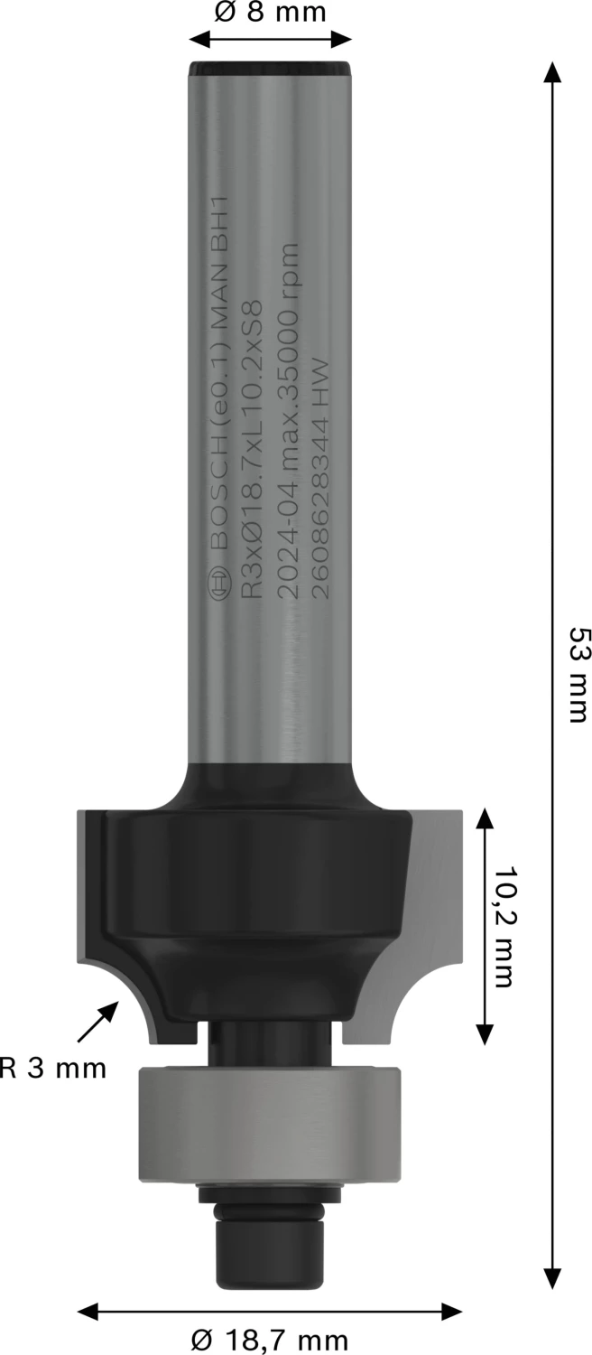 Bosch 2608628344 Afrondprofielfrees - 3 X 10,2mm thumbnail 4