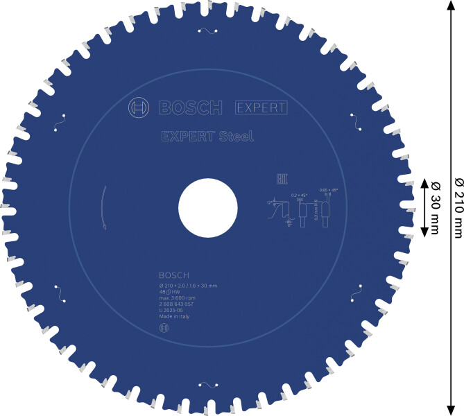 Bosch 2608643057 Expert Cirkelzaagblad - 210 X 30 X 48T - Metaal - Carbide - Detailed view of the product