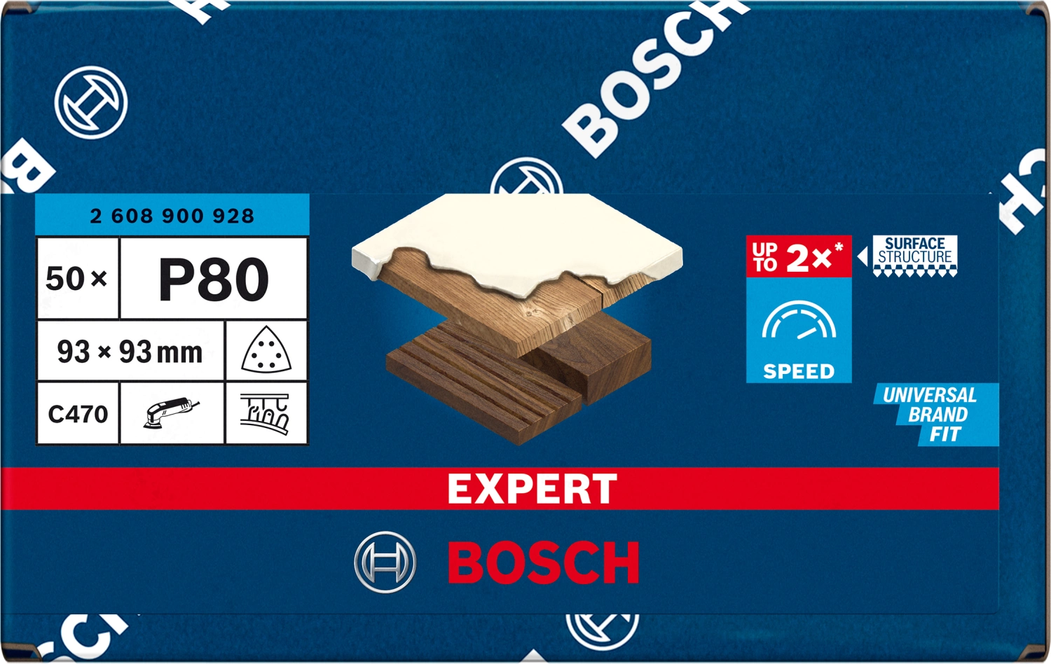 Bosch 2608900928 EXPERT Schuurvel C470 Best for Wood and Paint, 93 mm, korrel 80, voor Multi-Cutter, 6 gaten, 50x