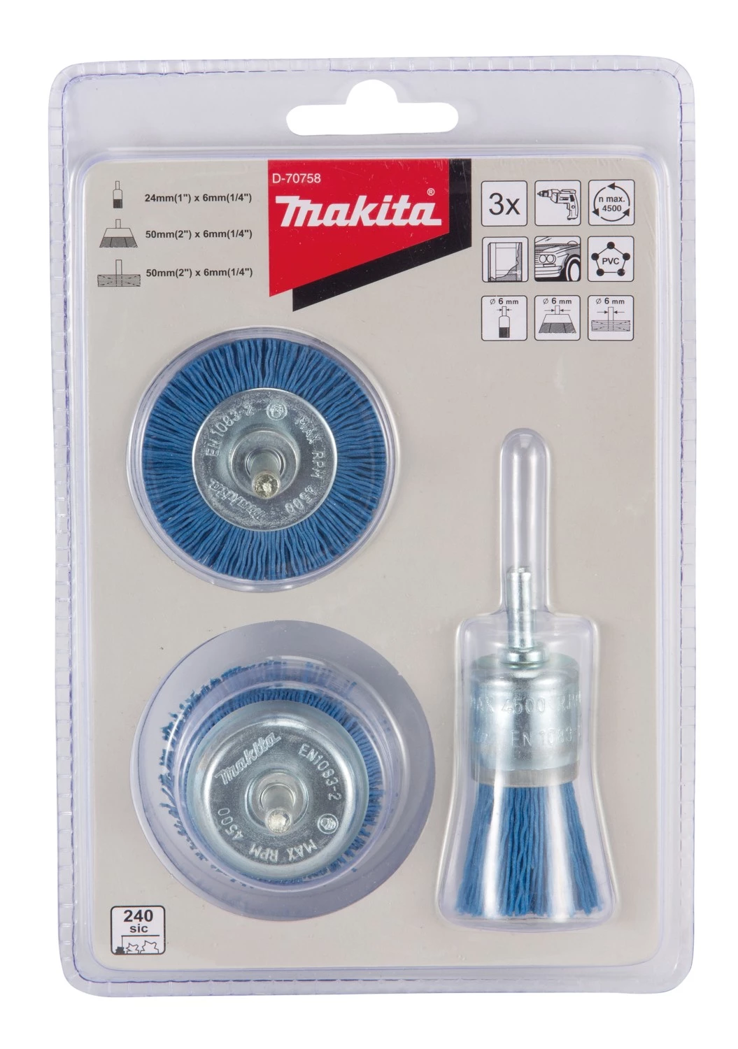 Makita D-70758 Borstelset 3-delig - K240 thumbnail 3