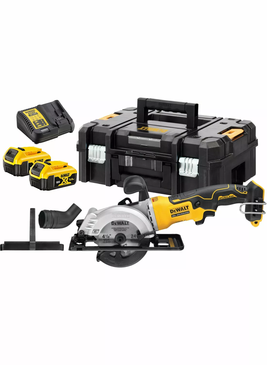 DeWALT DCS571P2-QW 18V Li-ion XR Accu Cirkelzaag Set (2x 5.0Ah) In TSTAK - 115mm - Koolborstelloos
