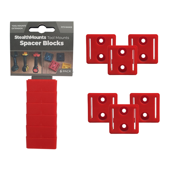 StealthMounts TMSPACE-RED-6 Tool Mount Spacer Blocks Afstandhouder Voor Machinehouders - 12mm - Voor Milwaukee M18 - Rood - 6 Stuks - Default image for the product