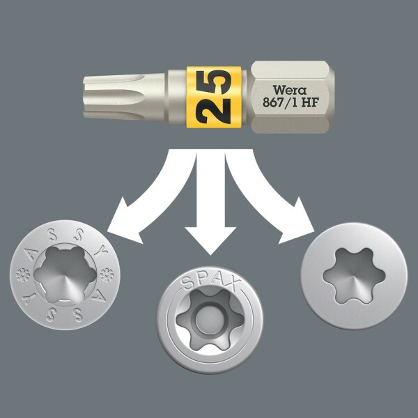 Wera 05057435001 12-delig Bit-Check 12 Wood TX HF 1 Bitset - PZ/TX - Detailed view of the product