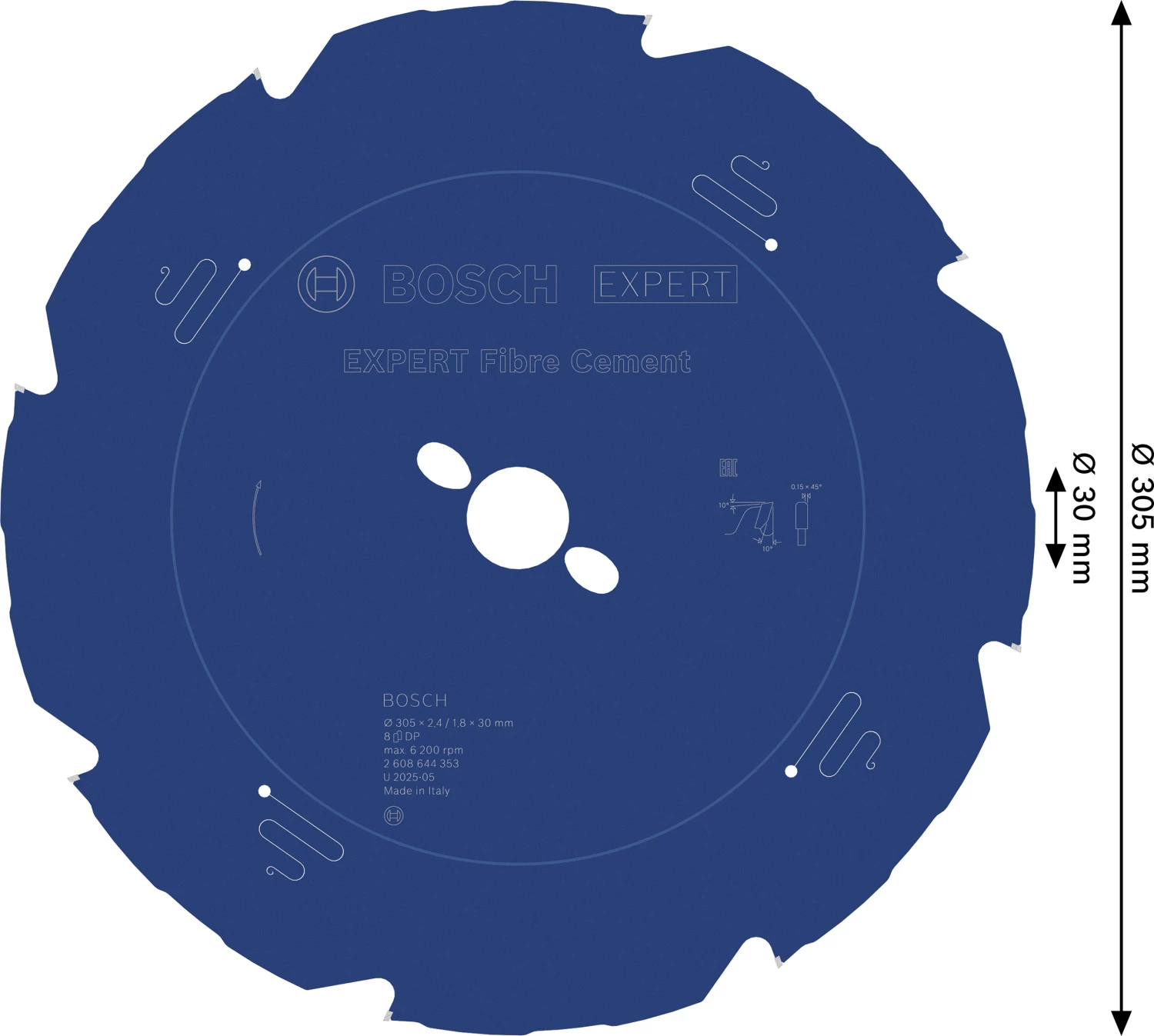 Bosch 2608644353 EXPERT Cirkelzaagblad - 305 X 30 X 8T - Vezelcementplaten thumbnail 4