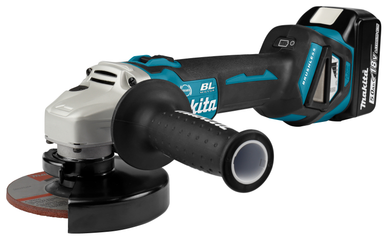 Makita DGA513RTJ 18V Li-Ion Accu Haakse Slijper Set (2x 5.0Ah Accu) In Mbox - 125mm - Koolborstelloos - Detailed view of the product
