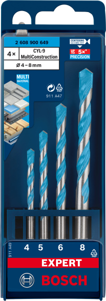 Bosch 2608900649 EXPERT 4-delige Universeelborenset CYL-9 MultiConstruction - 4/5/6/8mm - Detailed view of the product