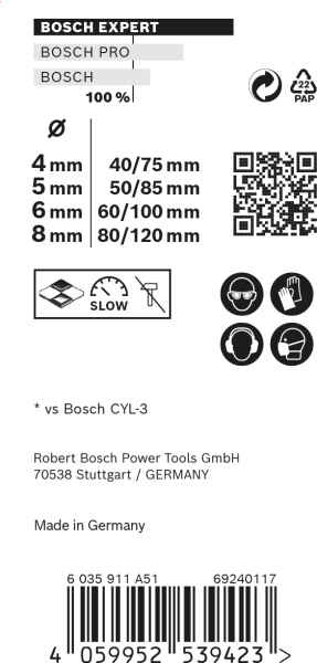 Bosch 2608900649 EXPERT 4-delige Universeelborenset CYL-9 MultiConstruction - 4/5/6/8mm - Detailed view of the product