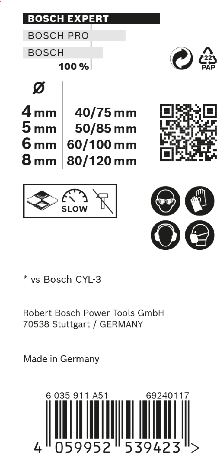 Bosch 2608900649 EXPERT 4-delige Universeelborenset CYL-9 MultiConstruction - 4/5/6/8mm thumbnail 3