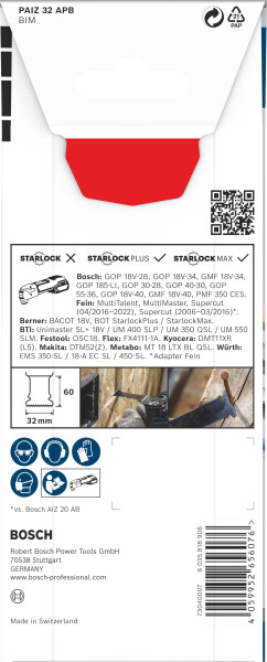 Bosch 2608669128 PRO / PAIZ 32 APB BIM Invalzaagblad - 60 X 32mm - Hout En Metaal (1 St) - Detailed view of the product