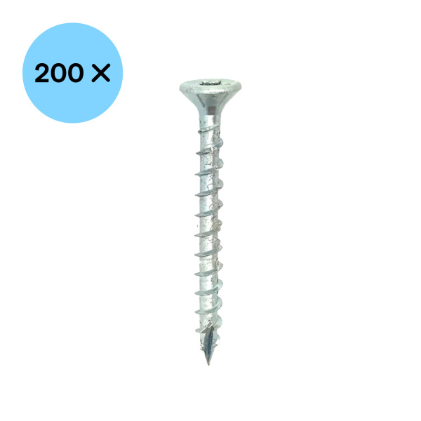 Woodies 61540202 Ultimate Spaanplaatschroef - TX20 - 4.0 X 16mm - Verzonken Kop - Voldraad - Verzinkt (200st) - Detailed view of the product
