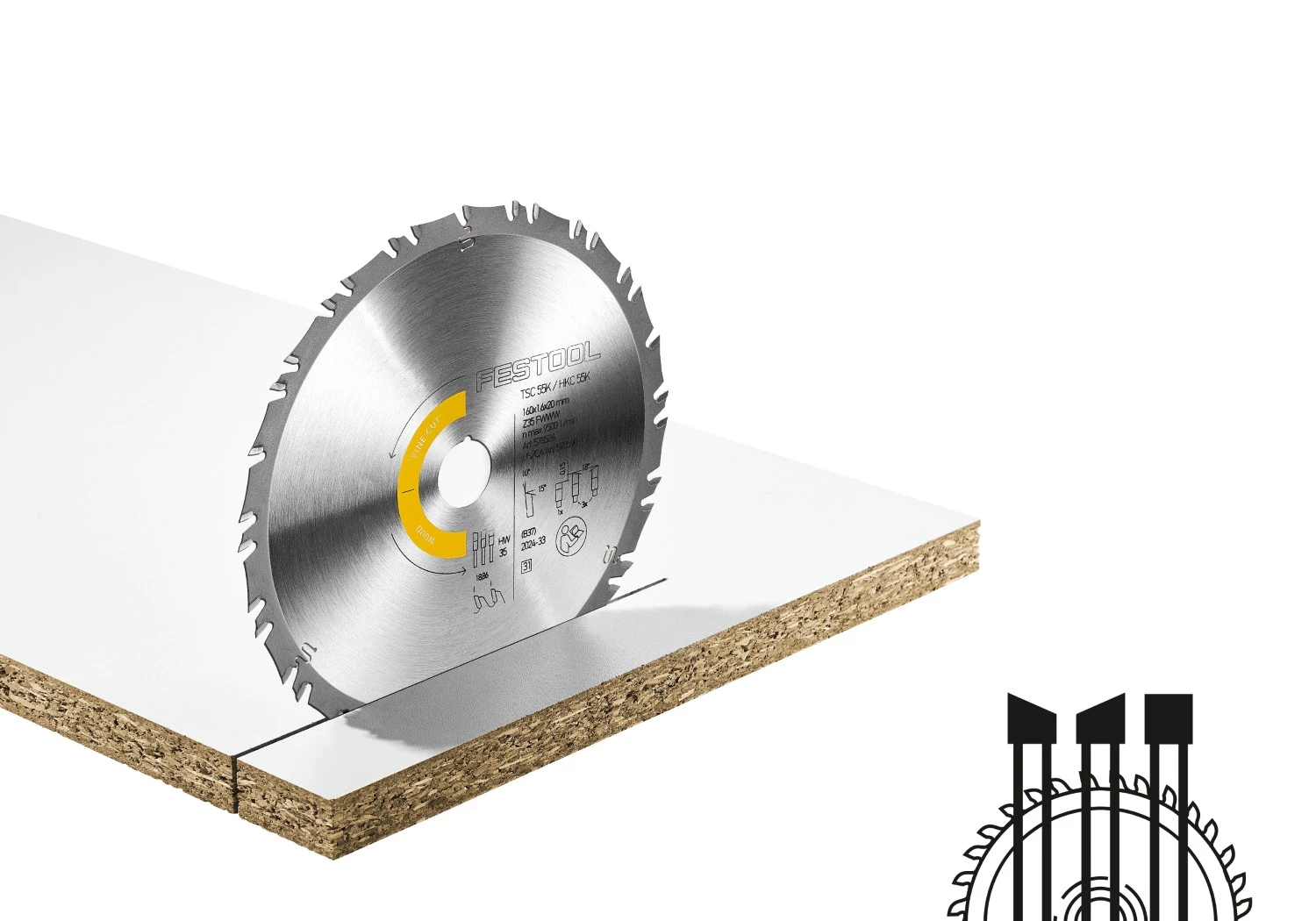 Festool HW 160x1,6x20 FWWW35 Cirkelzaagblad Wood Fine Cut 160x1,6x20 thumbnail 2