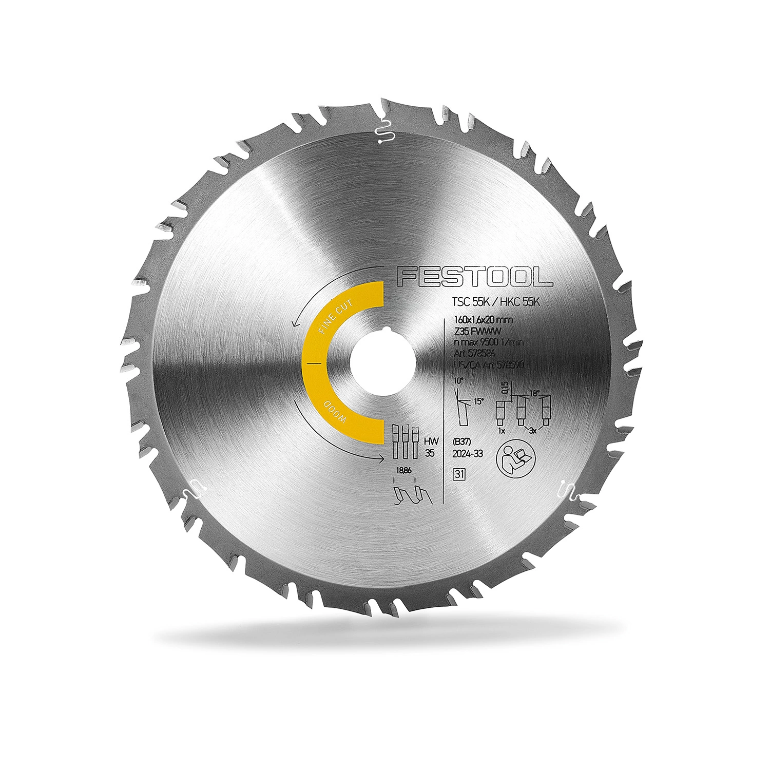 Festool HW 160x1,6x20 FWWW35 Cirkelzaagblad Wood Fine Cut 160x1,6x20