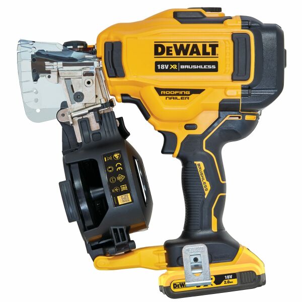 DeWALT DCN45RND2 18V Li-ion XR Accu Rolspijktacker Voor Dakwerk Set (2x 2.0Ah) In TSTAK - 19-45mm - Koolborstelloos - Detailed view of the product